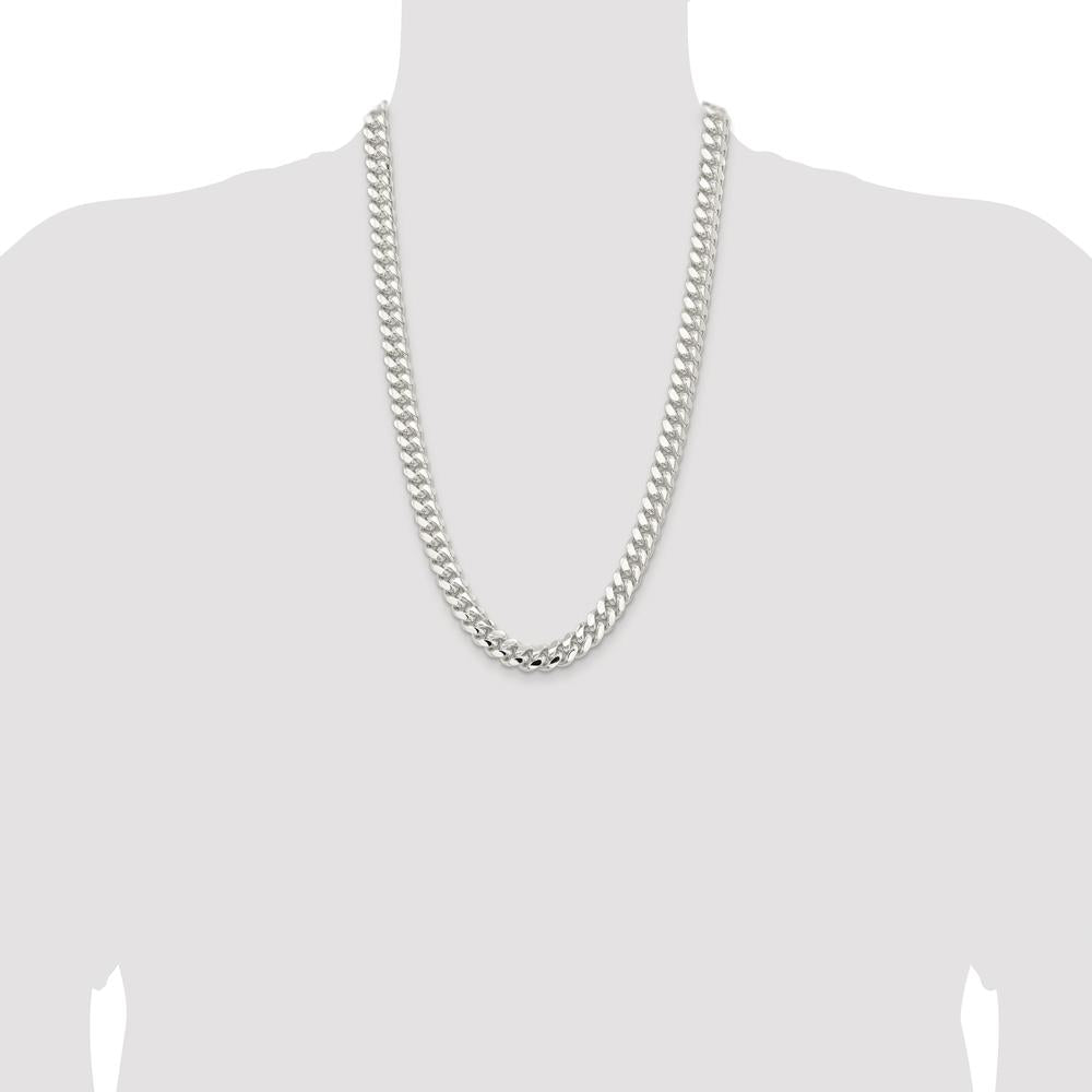 Sterling Silver Rhodium-Plated 26" Polished Domed Curb Chain - 10.7mm Width by Lumare Gioia