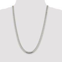 Sterling Silver Rhodium-Plated 26" Polished Domed Curb Chain - 7.0mm Width by Lumare Gioia