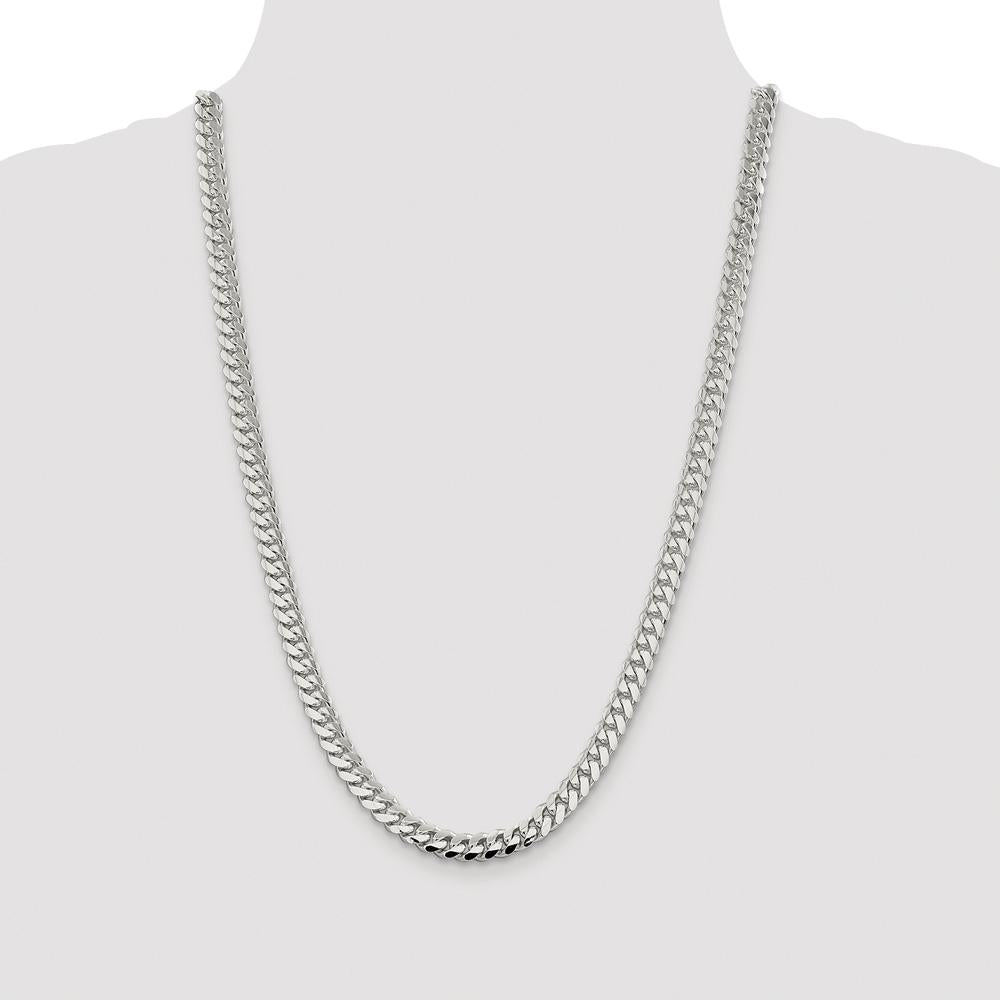 Sterling Silver Rhodium-Plated 26" Polished Domed Curb Chain - 7.0mm Width by Lumare Gioia