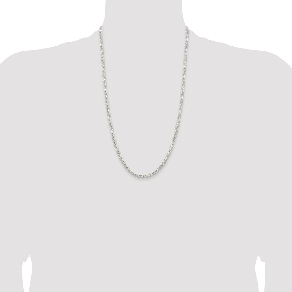 Sterling Silver Rhodium-Plated 26" Spiga Chain Necklace - 3.7mm Width by Lumare Gioia