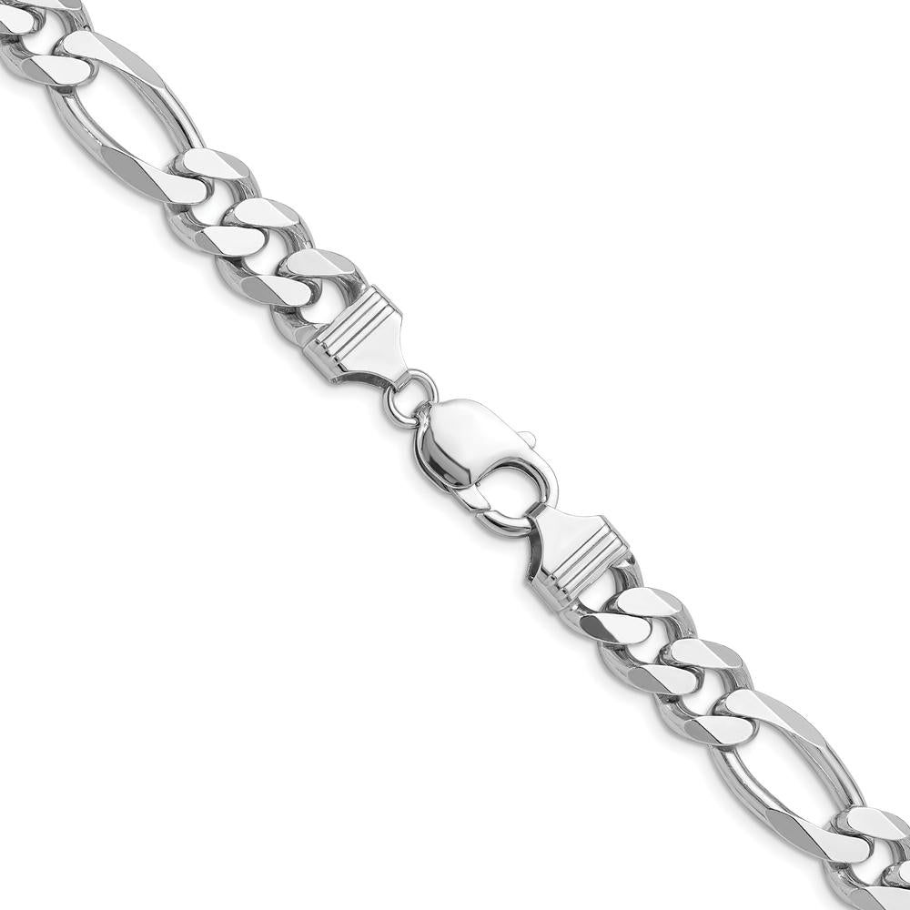 Sterling Silver Rhodium-Plated 28" 10.2mm Figaro Chain with Lobster Clasp by Lumare Gioia