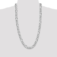 Sterling Silver Rhodium-Plated 28" 10.2mm Figaro Chain with Lobster Clasp by Lumare Gioia