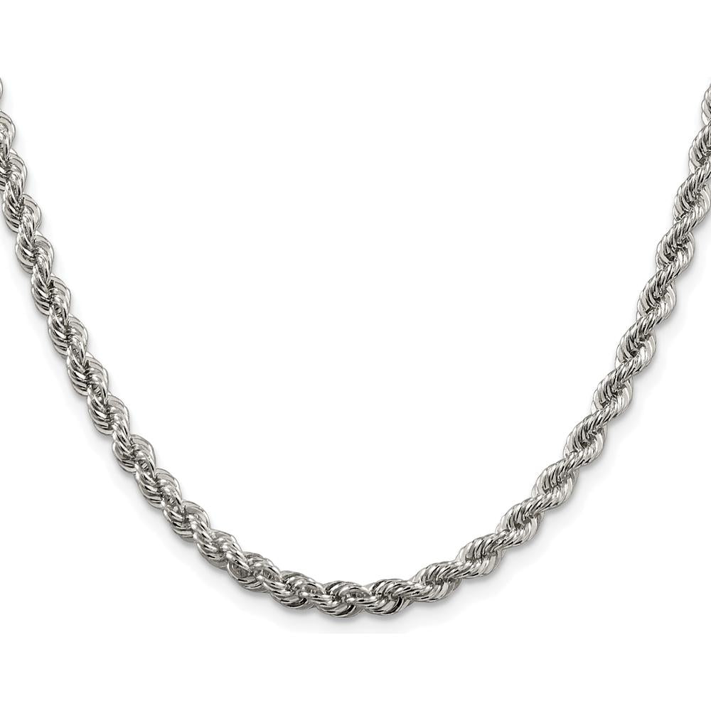Sterling Silver Rhodium-Plated 28" 4.3mm Solid Rope Chain Necklace by Lumare Gioia