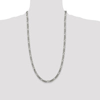 Sterling Silver Rhodium-Plated 28" 5.25mm Figaro Chain Necklace by Lumare Gioia