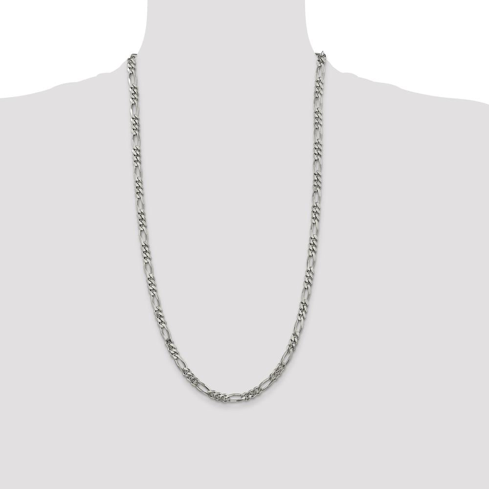 Sterling Silver Rhodium-Plated 28" 5.25mm Figaro Chain Necklace by Lumare Gioia