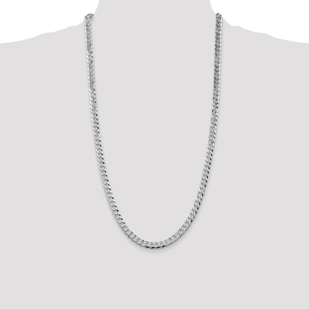 Sterling Silver Rhodium-Plated 28" 6mm Beveled Curb Chain Necklace by Lumare Gioia