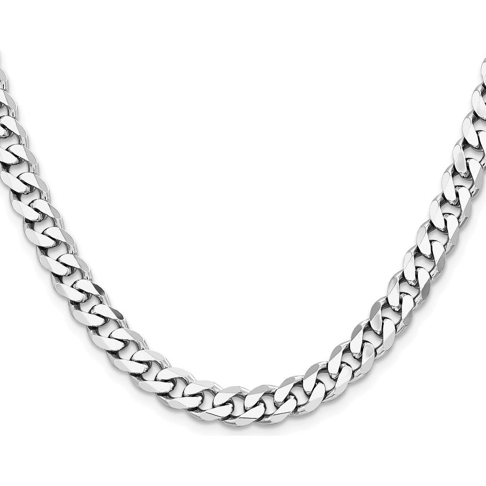 Sterling Silver Rhodium-Plated 28" 7.5mm Curb Chain Necklace by Lumare Gioia