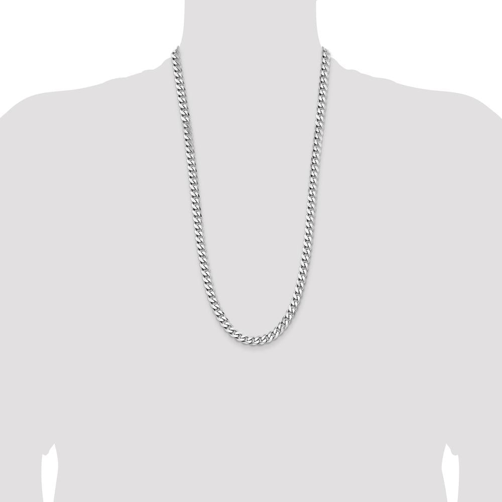 Sterling Silver Rhodium-Plated 28" 7.5mm Curb Chain Necklace by Lumare Gioia