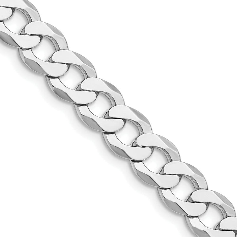 Sterling Silver Rhodium-Plated 28" 7.5mm Flat Curb Chain with Lobster Clasp by Lumare Gioia
