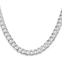 Sterling Silver Rhodium-Plated 28" 7.5mm Flat Curb Chain with Lobster Clasp by Lumare Gioia