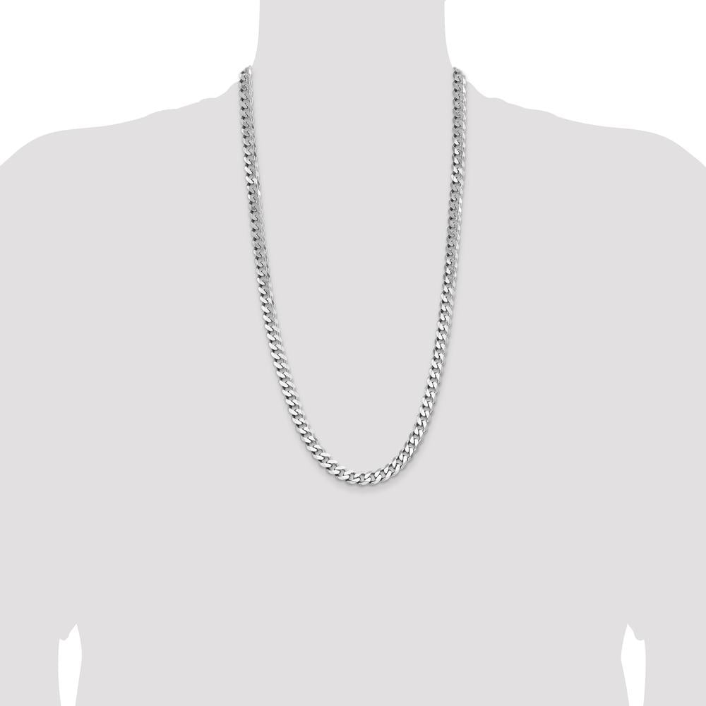 Sterling Silver Rhodium-Plated 28" Curb Chain Necklace - 8.3mm Width by Lumare Gioia