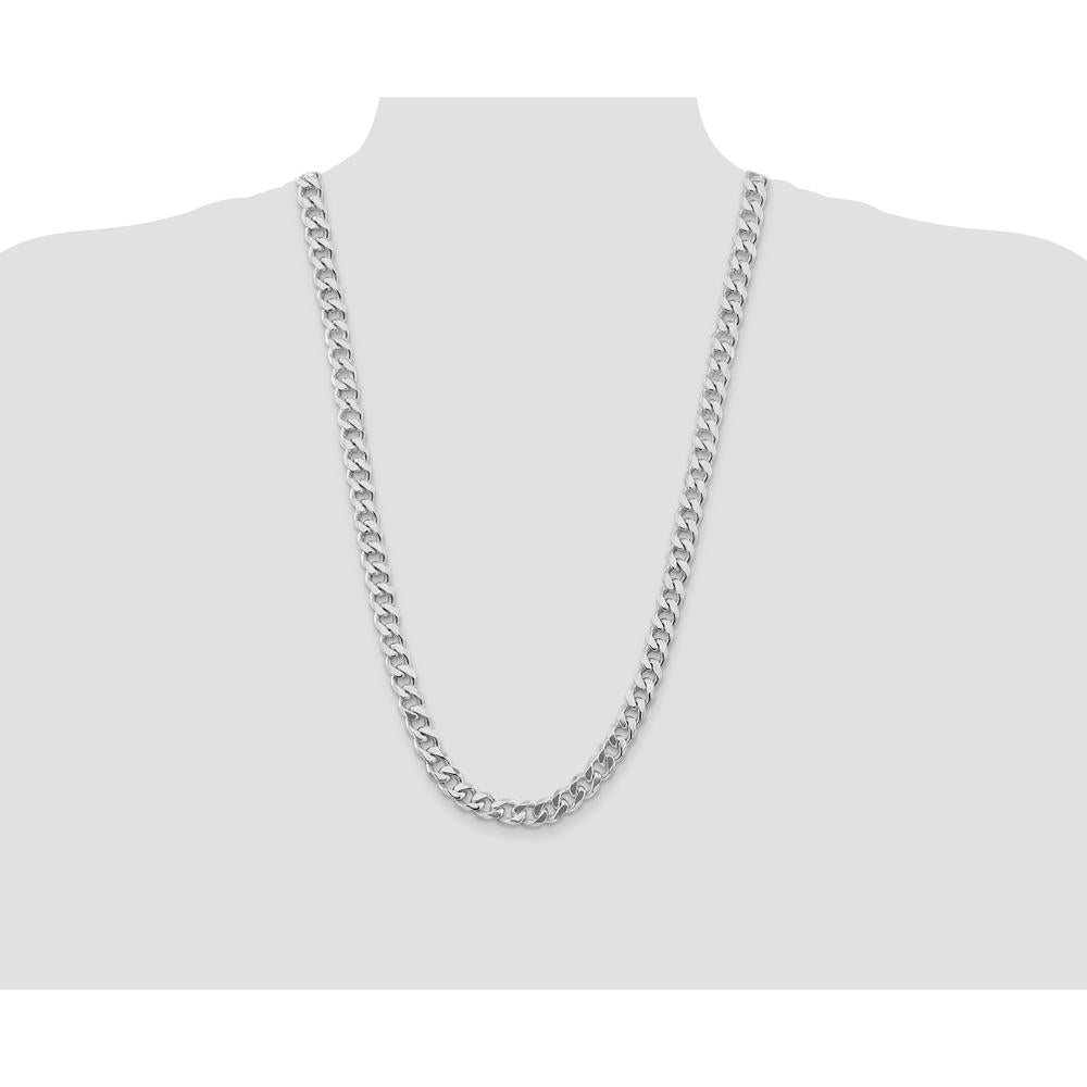 Sterling Silver Rhodium-Plated 28" Curb Chain Necklace - 9mm Width by Lumare Gioia