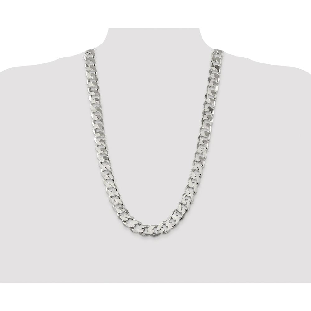 Sterling Silver Rhodium-Plated 28" Curb Chain Necklace with 14.5mm Links by Lumare Gioia