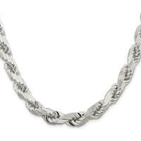 Sterling Silver Rhodium-Plated 28" Diamond-Cut Rope Chain - 9mm Width by Lumare Gioia