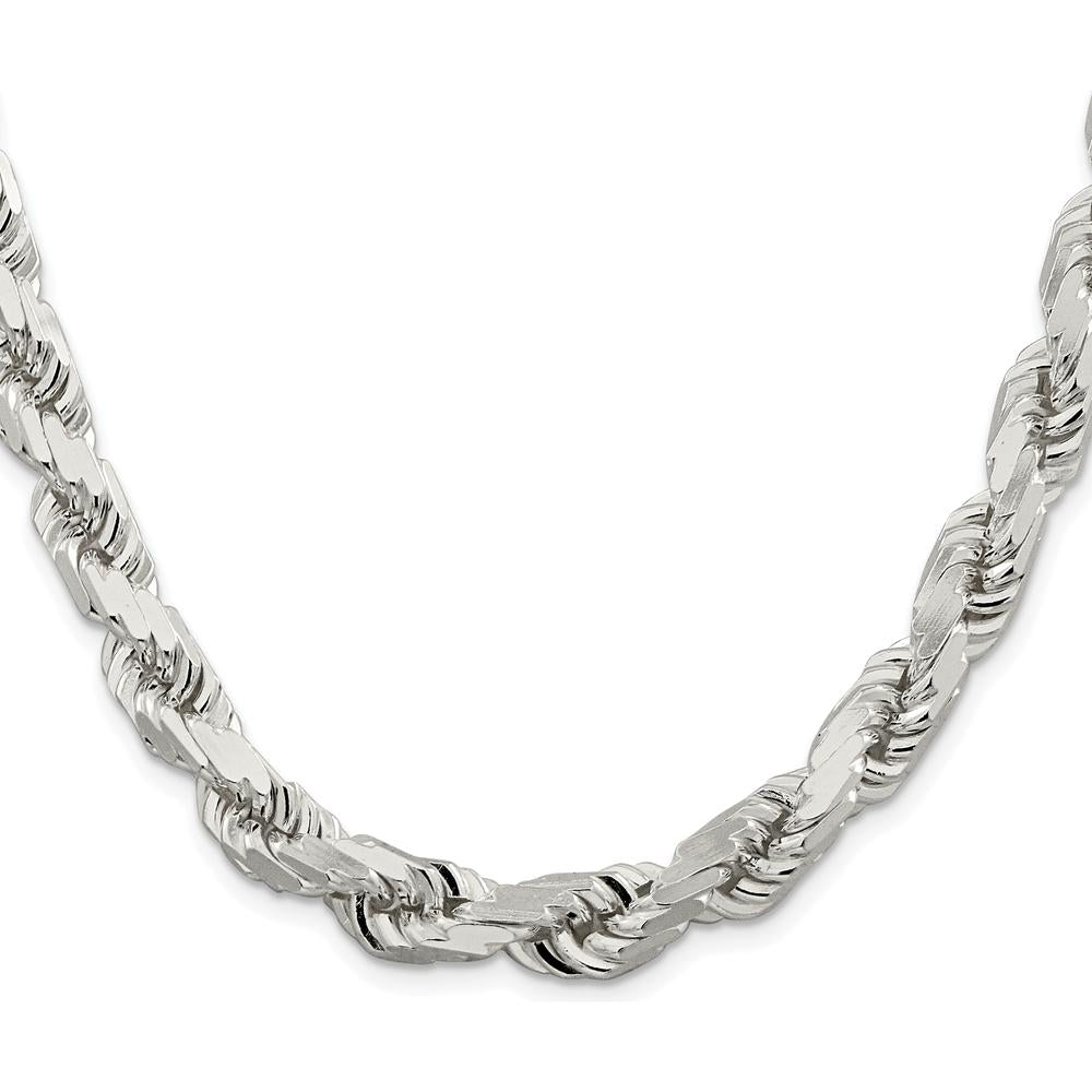Sterling Silver Rhodium-Plated 28" Diamond-Cut Rope Chain - 9mm Width by Lumare Gioia