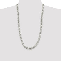 Sterling Silver Rhodium-Plated 28" Diamond-Cut Rope Chain - 9mm Width by Lumare Gioia
