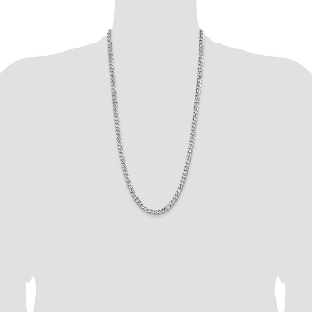 Sterling Silver Rhodium-Plated 28" Polished Curb Chain 7mm by Lumare Gioia