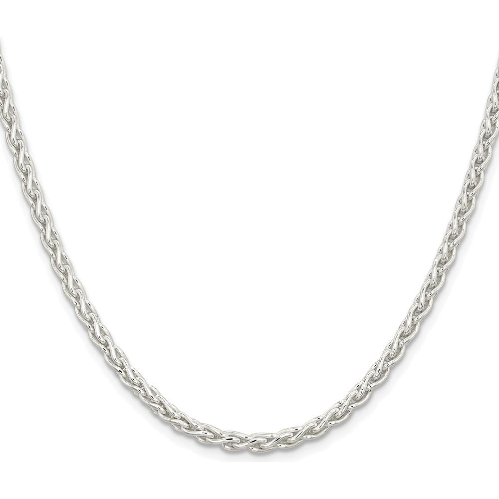 Sterling Silver Rhodium-Plated 28" Spiga Chain - 3.7mm Width by Lumare Gioia
