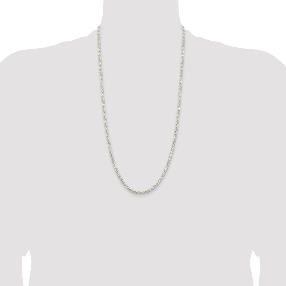 Sterling Silver Rhodium-Plated 28" Spiga Chain - 3.7mm Width by Lumare Gioia