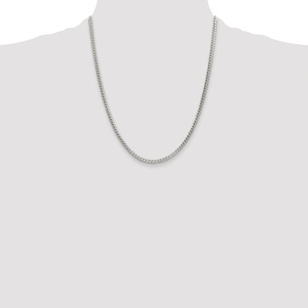 Sterling Silver Rhodium-Plated 3.1mm Diamond-Cut Square Franco Chain - 22 Inch by Lumare Gioia