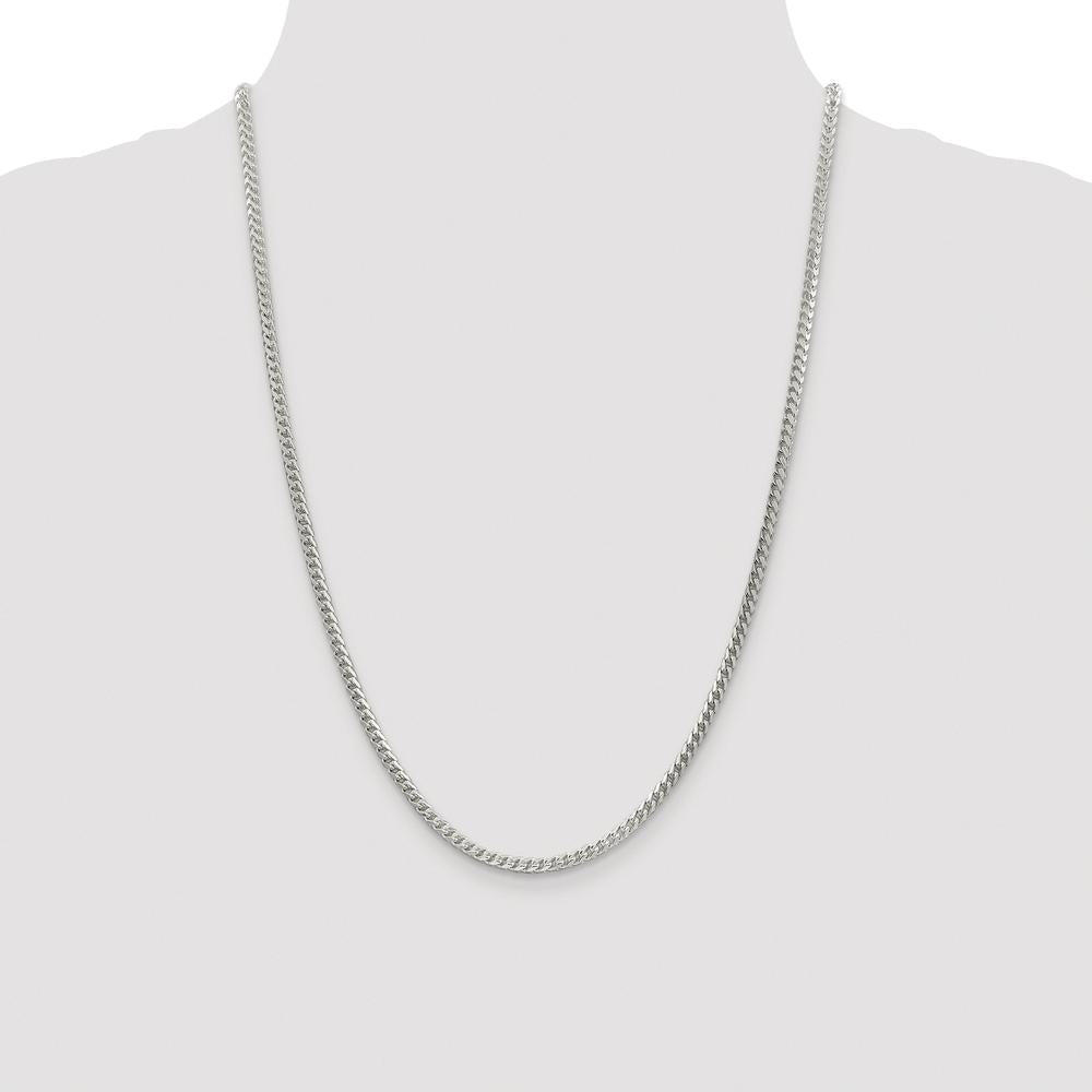Sterling Silver Rhodium-Plated 3.1mm Diamond-Cut Square Franco Chain - 24" by Lumare Gioia