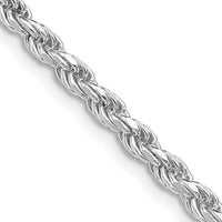 Sterling Silver Rhodium-Plated 3.2mm Diamond-Cut Rope Chain Necklace - 28 Inches by Lumare Gioia