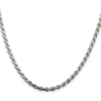 Sterling Silver Rhodium-Plated 3.2mm Diamond-Cut Rope Chain Necklace - 28 Inches by Lumare Gioia