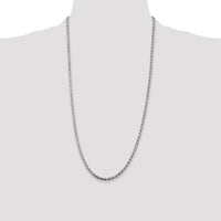 Sterling Silver Rhodium-Plated 3.2mm Diamond-Cut Rope Chain Necklace - 28 Inches by Lumare Gioia