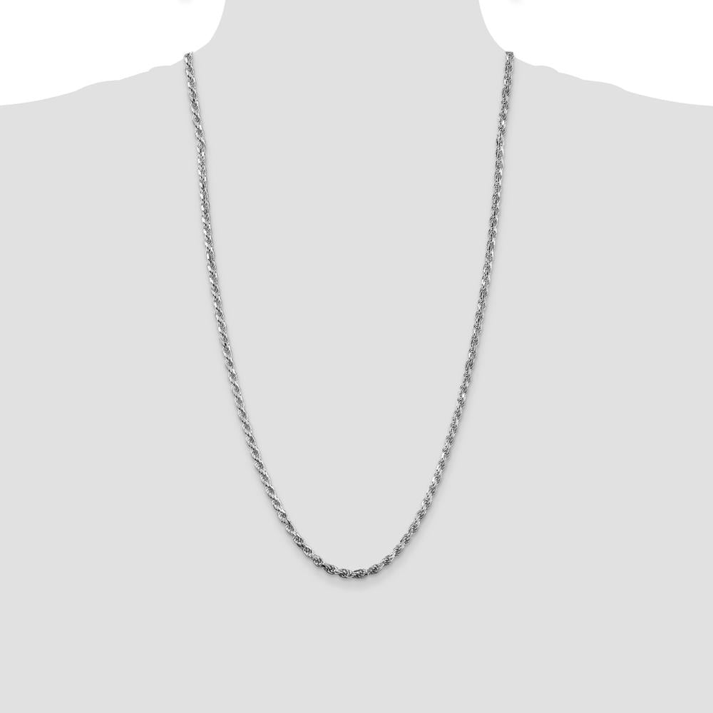 Sterling Silver Rhodium-Plated 3.75mm Diamond-Cut Rope Chain Necklace - 28 inches by Lumare Gioia