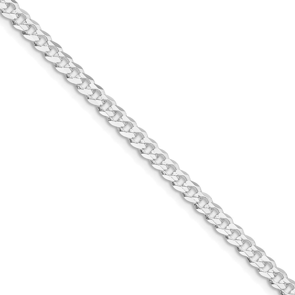 Sterling Silver Rhodium-Plated 3.8mm Flat Curb Chain - 100 Inches by Lumare Gioia