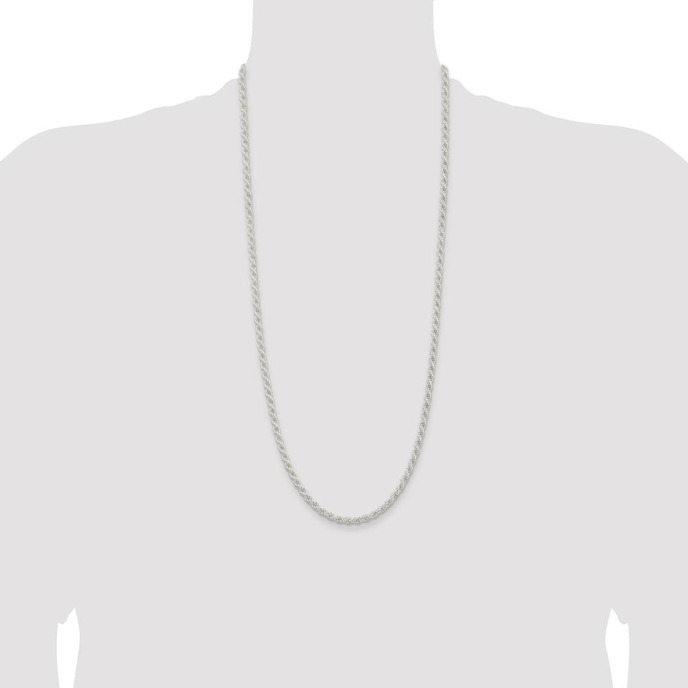 Sterling Silver Rhodium-Plated 30" 4.5mm Solid Rope Chain Necklace by Lumare Gioia