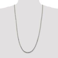 Sterling Silver Rhodium-Plated 30" 4.75mm Diamond-Cut Rope Chain with Lobster Clasp by Lumare Gioia