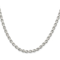 Sterling Silver Rhodium-Plated 30" 4mm Diamond-Cut Rolo Chain Necklace by Lumare Gioia