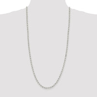 Sterling Silver Rhodium-Plated 30" 4mm Diamond-Cut Rolo Chain Necklace by Lumare Gioia