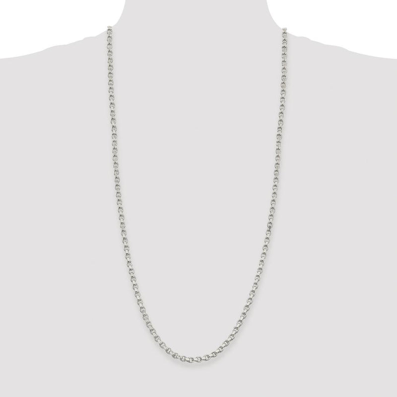 Sterling Silver Rhodium-Plated 30" 4mm Diamond-Cut Rolo Chain Necklace by Lumare Gioia