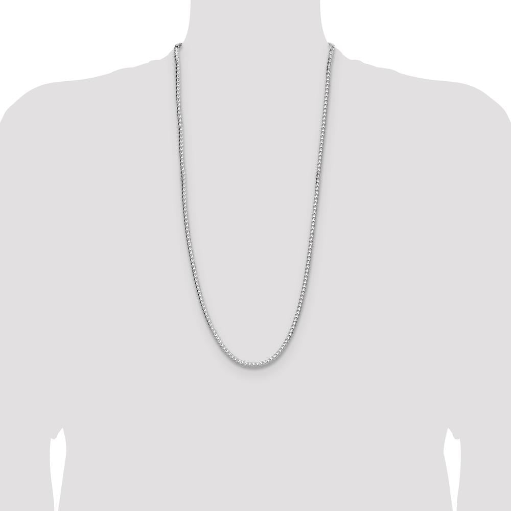 Sterling Silver Rhodium-Plated 30" 4mm Diamond-Cut Square Franco Chain by Lumare Gioia