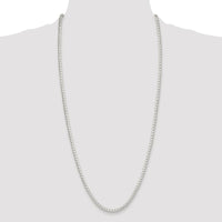 Sterling Silver Rhodium-Plated 30" 4mm Polished Box Chain with Lobster Clasp by Lumare Gioia