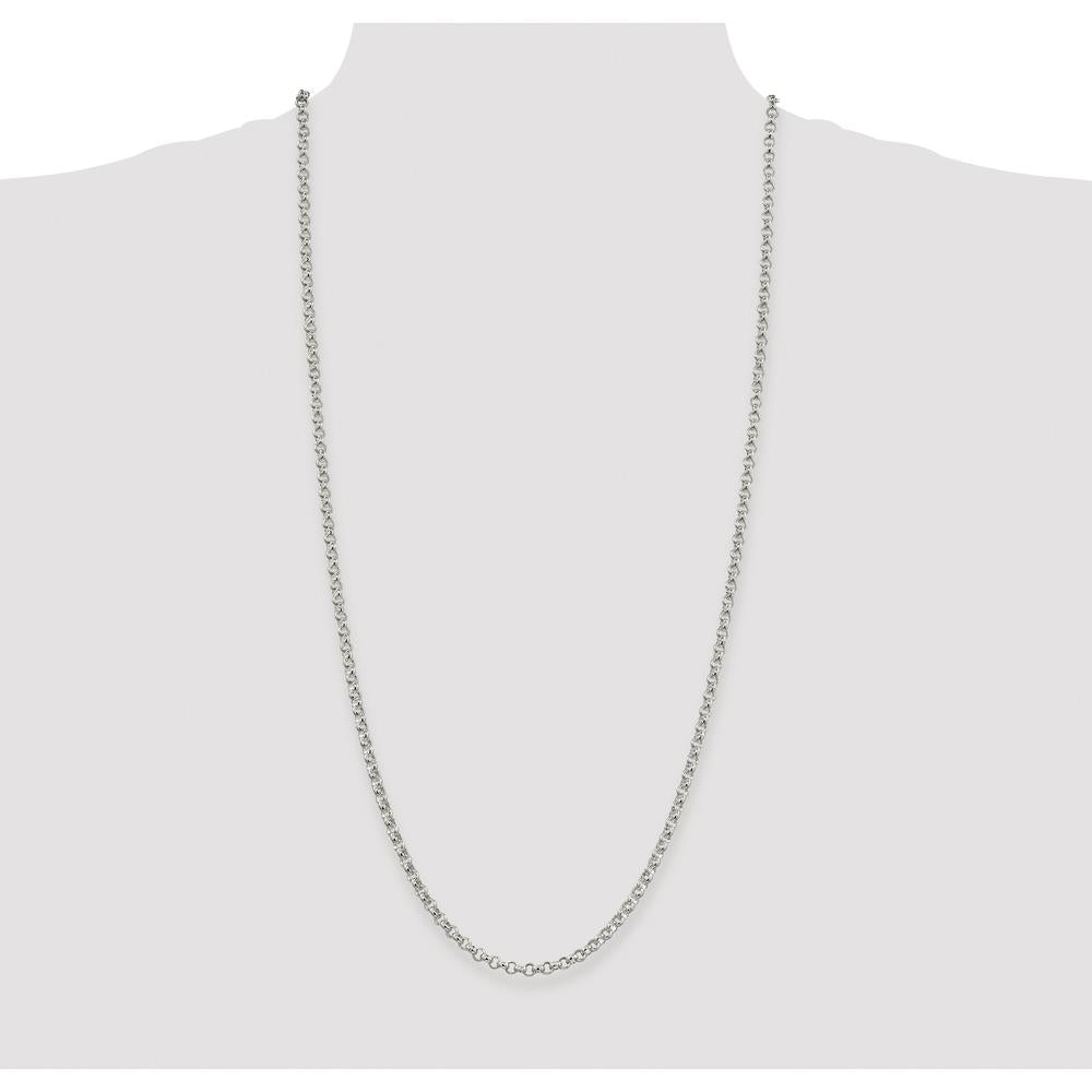 Sterling Silver Rhodium-Plated 30" 4mm Rolo Chain with Lobster Clasp by Lumare Gioia