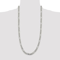 Sterling Silver Rhodium-Plated 30" 7.25mm Pavé Flat Figaro Chain by Lumare Gioia