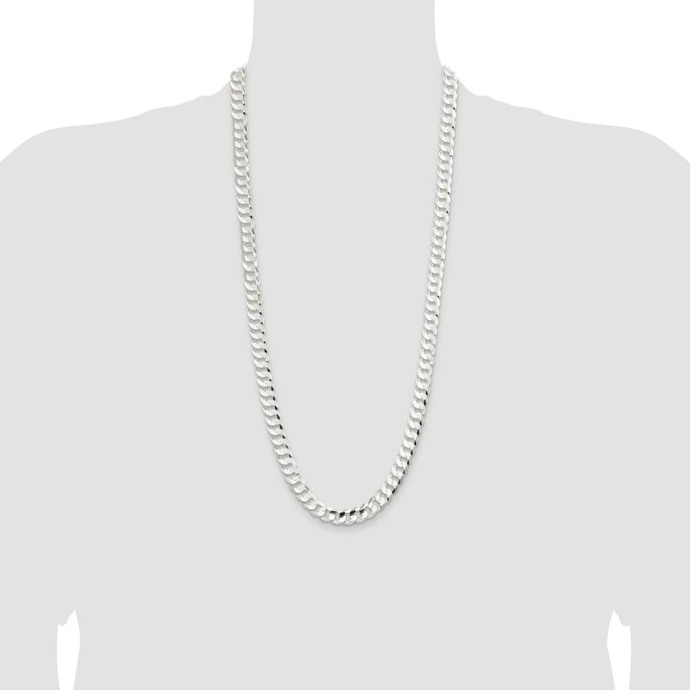 Sterling Silver Rhodium-Plated 30" 9.75mm Concave Beveled Curb Chain by Lumare Gioia