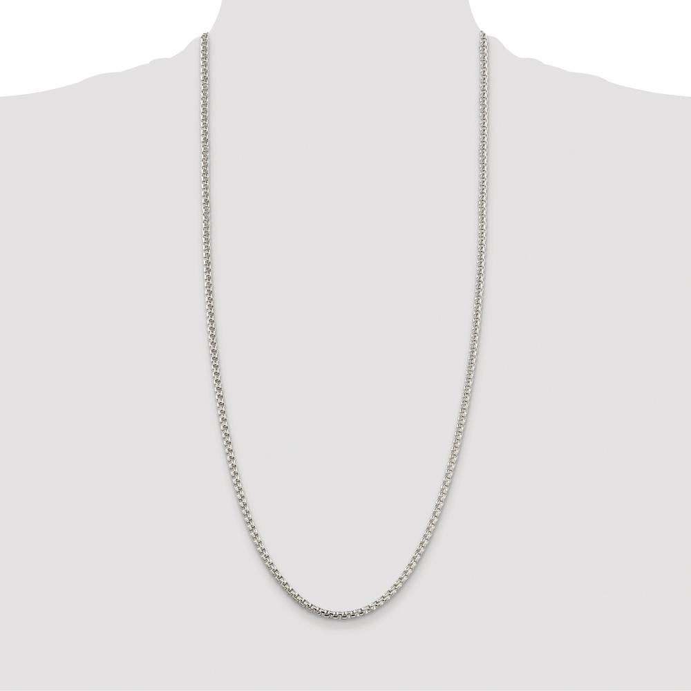 Sterling Silver Rhodium-Plated 30" Box Chain Necklace - 3.6mm Width by Lumare Gioia