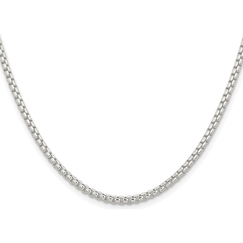 Sterling Silver Rhodium-Plated 30" Box Chain Necklace - Polished Finish by Lumare Gioia