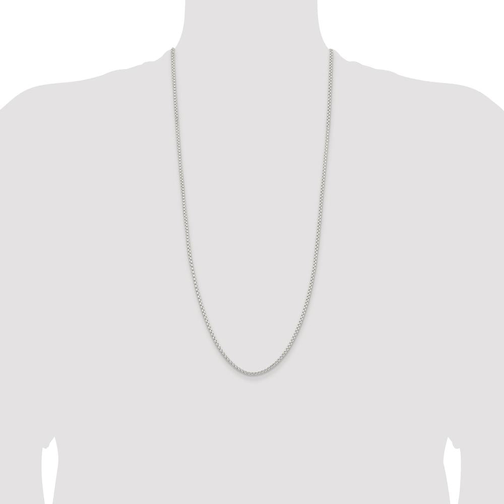 Sterling Silver Rhodium-Plated 30" Box Chain Necklace - Polished Finish by Lumare Gioia