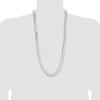 Sterling Silver Rhodium-Plated 30" Concave Beveled Curb Chain - 11.9mm Width by Lumare Gioia