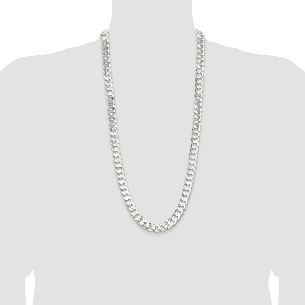 Sterling Silver Rhodium-Plated 30" Concave Beveled Curb Chain - 11.9mm Width by Lumare Gioia