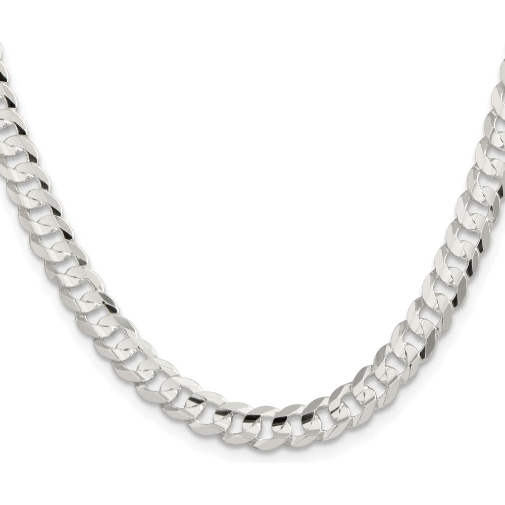 Sterling Silver Rhodium-Plated 30" Concave Beveled Curb Chain - 6.75mm Width by Lumare Gioia