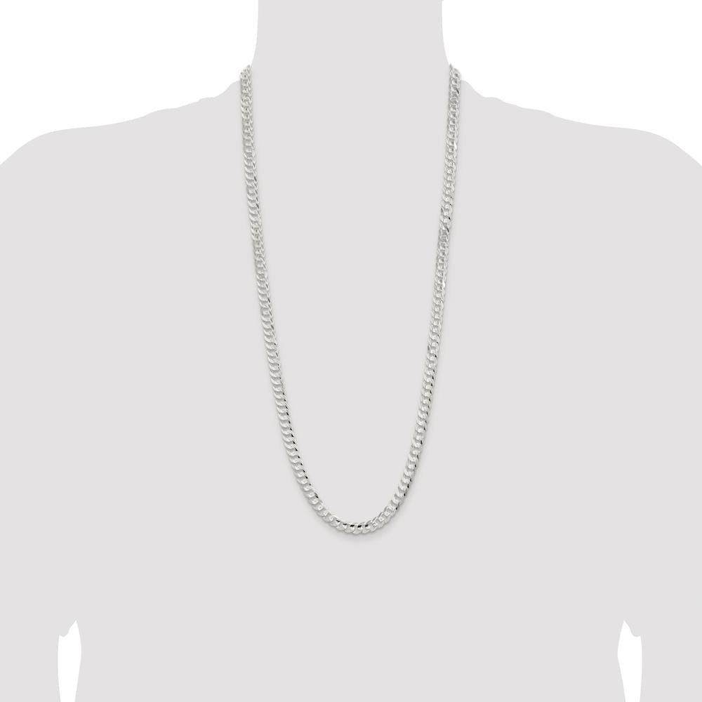 Sterling Silver Rhodium-Plated 30" Concave Beveled Curb Chain - 6.75mm Width by Lumare Gioia