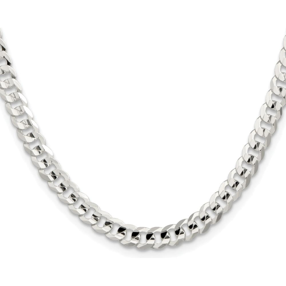 Sterling Silver Rhodium-Plated 30" Concave Beveled Curb Chain Necklace by Lumare Gioia