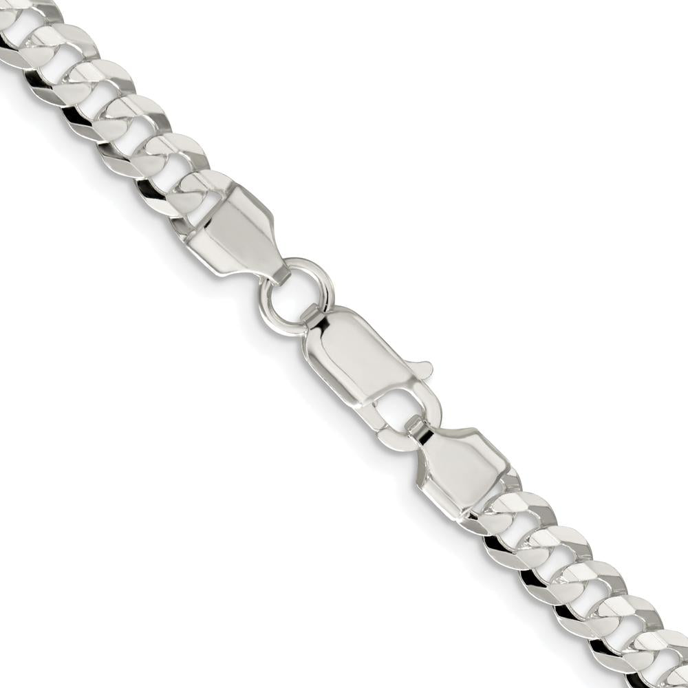 Sterling Silver Rhodium-Plated 30" Concave Beveled Curb Chain Necklace by Lumare Gioia