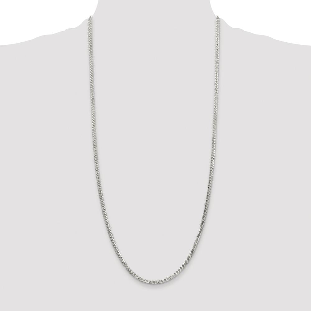 Sterling Silver Rhodium-Plated 30" Diamond-Cut Square Franco Chain - 3.1mm Width by Lumare Gioia